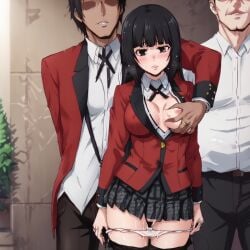 ai_generated debt grabbing_breasts humiliation jabami_yumeko kakegurui lost_bet