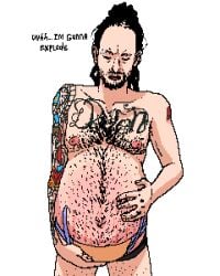 about_to_burst bandage dreadlocks english_text hairy jdevil jonathan_davis male_pregnancy mpreg pierced_eyebrow pink_nipples pixel_art ponytail practically_nude stretch_marks tattoo tattoo_on_chest tattooed_arm underwear