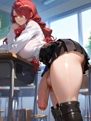 1futa absurd_res ai_generated amiiari ass bent_over big_breasts big_penis boots breasts_on_desk bulge bulge_through_clothing classroom desk detailed dickgirl erect erection erection_under_clothes foreskin futa_only futanari hand_on_chin highres huge_ass huge_breasts huge_cock long_penis massive_penis mitsuru_kirijo mommy penis penis_to_the_knees penis_under_clothes persona_3 pleated_skirt precum precum_drip red_eyes red_hair school_uniform schoolgirl seductive seductive_smile skirt smug standing thick_thighs tight_clothing tight_shirt white_shirt