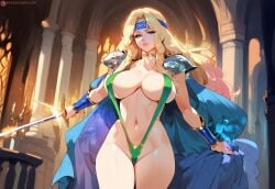 2d ai_generated big_breasts bikini blonde_hair celes_chere female female_focus female_only final_fantasy final_fantasy_vi hairband long_hair pauldrons sling_bikini solo solo_female solo_focus tagme