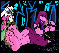 2022 5_toes absurd_res anthro barefoot blarf022 bodily_fluids bovid caprine claws darkner deltarune dinosaur duo embarrassed feet female foot_fetish foot_focus fur goat hi_res humanoid_feet male mammal musk plantigrade prehistoric_species purple_body purple_scales ralsei reptile scales scalie shoes_removed sitting sitting_on_ground smelly smelly_feet soles stink_fumes stink_lines susie_(deltarune) sweat sweaty_feet toe_claws toes undertale_(series) white_body white_fur