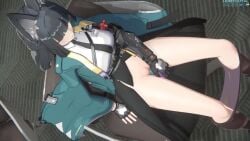 1girls 3d animal_ears animated ass black_hair bottomless dildo dildo_in_pussy dildo_insertion female_ejaculation female_masturbation horizontalslope hoshimi_miyabi moaning red_eyes riding_dildo sound tagme vagina video zenless_zone_zero