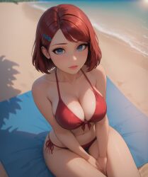 ai_generated bdmaestro bikini cleavage female large_breasts looking_at_viewer original shy