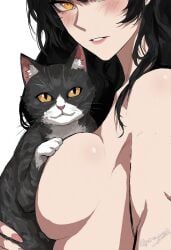 1girls ai_generated blake_belladonna cat convenient_censoring kizirugai long_hair rwby solo solo_female tagme