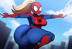 1girls ai_generated alternate_universe bottom_heavy curvy female genderswap_(mtf) huge_ass marvel marvel_comics mullon novelai spider-girl spider-man_(series) thick_thighs voluptuous voluptuous_female