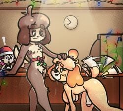 animal_crossing anthro ass big_breasts blush bodily_fluids breasts brother_(lore) brother_and_sister_(lore) canid canine canis casual_exposure casual_incest casual_nudity casual_sex christmas christmas_clothing christmas_headwear clothing digby_(animal_crossing) digital_media_(artwork) domestic_dog duo erection eviltqf female fur genital_fluids genitals gynomorph hair headgear headwear holidays incest_(lore) intersex intersex/female intersex/intersex intersex/male isabelle_(animal_crossing) male male/female mammal mastectomy_scar nintendo oral penis pussy scar sex shih_tzu sibling_(lore) sister_(lore) smile tail tail_motion tailwag toy_dog trans trans_man trans_woman transmasc yellow_body yellow_fur