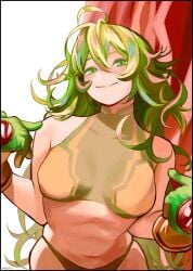 1girls aged_up alternate_costume barely_clothed boku_no_hero_academia clothing crop_top curtains gloves green_eyes green_hair hero_outfit_(mha) heroine light-skinned_female long_hair looking_at_viewer machipachi1901 medium_breasts messy_hair midriff my_hero_academia my_hero_academia_(finale) navel panties pointing pointing_at_self post-timeskip pov smile smiling_at_viewer smirk solo tagme thick_thighs thong tooru_hagakure tooru_hagakure_(post-timeskip) tooru_hagakure_(visible) tubetop wide_hips wide_smile