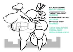 aplovestudio cervical_penetration futanari giantess huge_ass huge_breasts huge_cock hyper_balls hyper_breasts hyper_penis kaiju knotted_penis mecha original_character robot_girl text thick_thighs x-ray