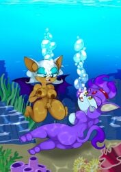 2girls ass ass bat blaze_the_cat breasts breasts breasts bubbles deep_sea feline female masturbation moaning nude ocean pleasure rouge_the_bat sea sega sonic_(series) sonic_the_hedgehog_(series) tail the1stmoyatia underwater