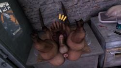 16:9 3d 4k absurd_res alien anus ass balls claws digital_media_(artwork) genitals half-life half-life_(series) half-life_2 headcrab hi_res knife legs_up looking_at_viewer lying male nsg_editor nude on_back penis poster_(object) puffy_anus solo spread_legs spreading toe_claws valve widescreen