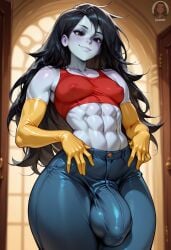 1futa 1girls adventure_time ai_generated big_balls big_bulge big_penis bulge bulge_through_clothing dickgirl female futanari marceline marceline_abadeer penis_outline tagme yo0001