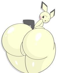 2024 4:5 absurd_res anthro ass big_butt black_tail butt_focus digital_drawing_(artwork) digital_media_(artwork) dipstick_ears ear_markings female generation_2_pokemon genitals glistening glistening_butt hi_res huge_butt huge_thighs looking_back mammal multicolored_ears nintendo nude nude_anthro nude_female open_mouth pichu pokemon pokemon_(species) portrait pussy rear_view rodent simple_background solo standing tail teasing thick_thighs white_background wide_hips yellow_body zaclyn