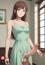 1futa ai_generated breasts brown_hair cock colored dick domestic_na_kanojo erection futa_only futanari futanari futanari/female green_eyes light_skin light_skinned_futanari long_hair nickythecreator penis sexy sexy_body sexy_pose tachibana_hina testicles uncensored veiny_penis