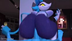 1boy 1girls 3d 3d_animation 3d_model ambiguous_penetration animated ass ass_focus audible_creampie background_music big_ass big_dick blue_ass blue_body blue_penis blue_skin blush bottom_heavy continue_after_cum cowgirl_position cum cum_inside deltarune dominant_female fucked_unconscious furry happy_sex huge_ass kris_(deltarune) large_ass larger_female lovemilliesm massive_ass musi_cassie plap plug reverse_rape shiny_ass small_but_hung smile sound still_erect tagme tail tasque_manager_(deltarune) third-party_edit undertale_(series) video