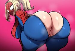 1girls ai_generated alternate_universe anus anus_peek ass big_ass curvy female genderswap_(mtf) huge_ass marvel marvel_comics mullon novelai pussy spider-girl spider-man_(series) sweat sweaty voluptuous voluptuous_female