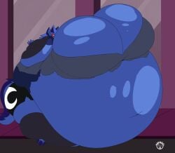 1girls anthro bbw big_breasts blueberry_inflation breasts canine female furry goth hellhound helluva_boss huge_breasts inflation loona_(helluva_boss) mad_n_evil obese overweight tagme thick_thighs vivziepop weight_gain wide_hips