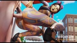 1boy 1girls big_ass big_penis dark-skinned_female dark_body fortnite from_behind jules_(fortnite) light-skinned_male light_skin penis_in_ass sex_from_behind tagme twin_braids twintails video white_body white_male white_penis zoeyjj19