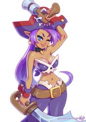 artist_name blue_eyes breasts cleavage clothing cosplay dark-skinned_female dark_skin female female_only gun hair hat kajinman navel one_eye_closed pants pirate_hat purple_hair risky_boots_(cosplay) shantae shantae_(character) signature smooth_skin solo sword video_games