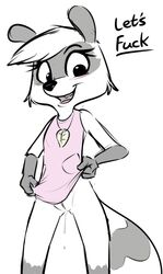 absurd_res blush bottomless clothed clothing clothing_lift dress dress_lift english_text female hi_res mammal melissa_raccoon open_mouth procyonid pussy pussy_juice raccoon sketch smitty_g text the_raccoons