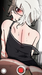 2boys anal blush femboy juuzou_suzuya male_focus mark_gavatino recording red_eyes tokyo_ghoul tongue_out white_hair_femboy yaoi