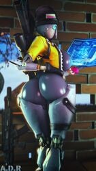 1girls 3d adriandustred ass back_view blue_nipples blueprint breasts dat_ass female female_only fingerless_gloves fortnite from_behind gloves gynoid huge_ass huge_breasts large_ass looking_at_viewer rebel_(fortnite) robot robot_girl sideboob solo standing tagme