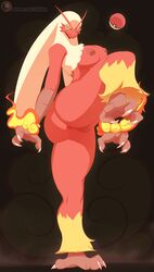 1girls 2019 3_toes absurd_res anthro anthrofied anus areola areolae armpits ass avian beak blaziken blonde_hair blue_eyes bottom_heavy breasts claws digital_media_(artwork) eye_contact feet female female_only fire half-closed_eyes hi_res huge_ass inverted_nipples large_breasts leg_up long_hair long_legs looking_at_viewer nintendo nipples nude on_one_leg patreon poke_ball pokemon pokemon_(species) pokemon_rse pose pussy red_skin riipley soles solo standing talons text thick_thighs thin_waist toes url video_games watermark wide_hips yellow_sclera