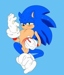 balls cum cum_in_hands male male_only masturbation penis softcream solo sonic_(series) sonic_the_hedgehog