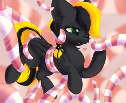 absurd_res alphadesu amber_eyes blurred_background equid equine fan_character female feral fur heart hi_res looking_pleasured mammal my_little_pony pterippus smile solo tentacle tentacle_sex wings