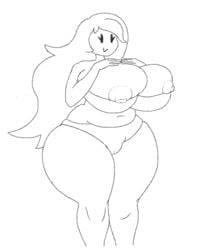 1girls areolae breasts cameltoe chubby cleavage female hands_on_breasts huge_breasts mob_face monochrome nipple_slip oblivionfall panties puffy_nipples sketch skindentation source_request spooky's_house_of_jump_scares spooky's_jump_scare_mansion spooky_(shojs) thick_thighs wide_hips