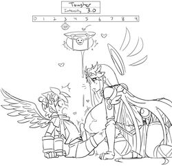 angel angel_wings big_breasts black_and_white breast_expansion growth kid_icarus line_art matsu-sensei nintendo palutena penis penis_expansion penis_growth pit pit_(kid_icarus)