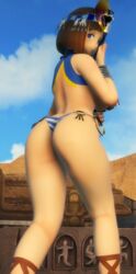 1girls 3d ass egyptian_clothes huge_ass looking_back menace misterorzo mmd queen's_blade striped_panties