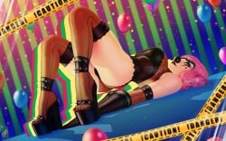 1girls balloon balloons black_lipstick clown clown_girl female geiru_toneido goth goth_clown goth_girl gyakuten_saiban high_heels lipstick makeup platform_heels revealing_clothes solo_female stockings themaestronoob