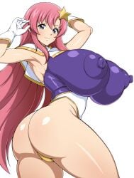 1girls absurd_res absurdres arched_back armpits ass bare_shoulders big_ass big_breasts blue_eyes bubble_ass bubble_butt busty cameltoe cleavage dat_ass erect_nipples erect_nipples_under_clothes female female_focus female_only gloves gundam gundam_seed gundam_seed_destiny hair_ornament hairclip hi_res highres huge_ass jabara_tornado large_ass large_breasts light-skinned_female light_skin long_hair looking_at_viewer looking_back meer_campbell mobile_suit_gundam nipple_bulge pale-skinned_female pale_skin pink_hair skimpy skimpy_clothes smile smiling smiling_at_viewer solo solo_female solo_focus standing thick_thighs thighs voluptuous voluptuous_female white_background white_gloves