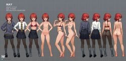 blue_eyes bra breasts character_sheet completely_nude fit fit_female innocent may_(naytlayt) measurements naytlayt nude original panties pussy red_bra red_hair red_panties school_uniform schoolgirl small_breasts stats student text uncensored