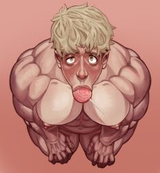 1boy 1human 1male 2d 2d_(artwork) 2d_artwork :>= bara bara_tiddies bara_tits dark-skinned_male dark_skin fallameesto good_boy himbo light-skinned_male light_skin male male_focus male_only male_solo masculine masculine_bottom muscles muscular muscular_male no_visible_genitalia oc original original_character solo solo_focus solo_male sucking sucking_lollipop viewed_from_above