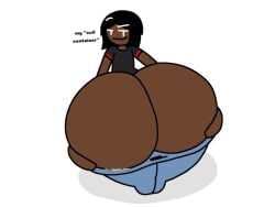 1boy ass audio big_ass big_butt black_hair black_jacket brown_eyes bubble_ass bubble_butt butt_focus dark-skinned_femboy dark-skinned_male dark_skin evil_container fart fart_cloud fart_fetish farting femboy giant_ass holding_ass huge_ass looking_back meme mlarkko_(kayjohn76alt) no_pants pingled123 smug smug_face smug_smile solo tagme video