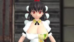 3d animated black_hair extensionhanger female large_breasts nipples no_sound pom_poms red_eyes red_headwear shameimaru_aya short_hair solo tagme tokin_hat touhou upper_body video white_shirt