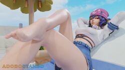 3d adobostan3d feet kiriko_(overwatch) overwatch overwatch_2 purple_hair