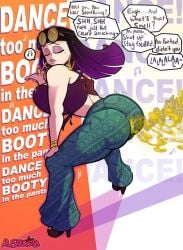 bent_over blair_(gobrush) clapping_cheeks closed_eyes fart fart_fetish farting gobrush looking_pleasured natalia_(gobrush) pale-skinned_female pale_skin purple_hair text_bubble twerking