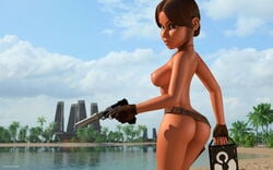 1girls 3d a-180_blaster_pistol a180_blaster_pistol artist_name back_view bare_shoulders beach belt big_breasts blaster brown_gloves brown_hair busty butt_crack curvy death_star_plans detailed_background erect_nipple erect_nipples eyelashes female female_only fingerless_gloves front_view functionally_nude gloves green_eyes hard_drive holding_object hourglass_figure human jyn_erso kondaspeter mostly_nude naked necklace nude outdoor outside pose posing rogue_one:_a_star_wars_story sand scarif shadow shiny shiny_skin short_hair side_view solo standing star_wars tactical_nudity voluptuous weapon wide_hips