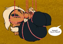 absurd_res arcanine bondage bondage bound breasts candy dessert female food furry generation_1_pokemon harikuran hi_res licorice nintendo obese overweight pokemon pokemon_(species) rope