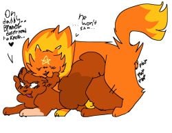 feline feral feral_on_feral firestar_(warriors) green_eyes incest orange_fur squirrelflight_(warriors) star_on_head warriors_(cats) white_background