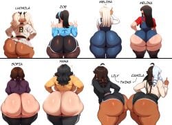 6+girls 8girls absurd_res ai_generated ass ass_chart ass_comparison ass_focus big_ass dark-skinned_female dark_skin el_memc female female_focus female_only hi_res huge_ass large_ass light-skinned_female light_skin memch0 multiple_girls original original_character text thick_thighs thighhighs thighs