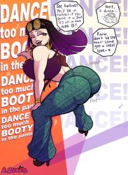 2girls bent_over blair_(gobrush) clapping_cheeks gobrush looking_back looking_pleasured multiple_girls natalia_(gobrush) pale-skinned_female pale_skin purple_hair text_bubble twerking