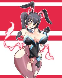 1girls big_breasts bunny_ears bunny_girl bunny_tail bunnysuit busty cleavage enen_no_shouboutai fire_force high_heels huge_breasts kotatsu_tamaki light-skinned_female light_skin miyako_noh pantyhose pouting shadow teal_hair teenager thick_thighs wide_hips