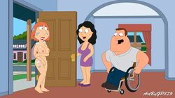 1boy 2girls accurate_art_style bonnie_swanson family_guy female gp375 joe_swanson lois_griffin male