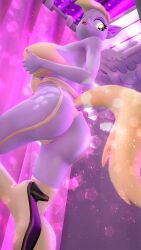 3d 3d_(artwork) 4k absurd_res anthro anus ass big_breasts boots bottomwear breasts changing_booth clothed clothing cutie_mark derpy_hooves digital_media_(artwork) dock_(anatomy) dressing equid equine eyeshadow feathered_wings feathers female fluffy fluffy_mane fluffy_tail footwear friendship_is_magic fur garter_belt garter_belt_leggings garter_straps genitals hair hasbro hi_res high_heeled_boots high_heels horse inner_ear_fluff legwear lingerie lipstick looking_back low-angle_view makeup mammal mane my_little_pony mythological_creature mythological_equine mythology open_mouth panties pegasus pony raised_leg rear_view revamped_anthros silkworm205 solo solo_focus source_filmmaker spread_wings stockings tail thigh_highs tuft underwear wings