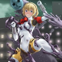 aegis_(persona) aigis_(persona) blonde_hair blue_eyes breasts deep_rising female persona persona_3 slime slime_monster thor_(deep_rising)