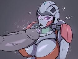 1girls 2d 2d_(artwork) arcee arcee_(rotb) arcus_valarian arvamera big_breasts big_penis busty female female_focus giant_breasts hasbro huge_breasts paramount_pictures penis penis_awe pink_eyes precum robot robot_girl robot_humanoid thick_penis transformers transformers_rise_of_the_beasts uncircumcised veiny_penis visor visor_(eyewear) white_body