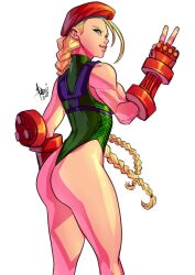 1girls ass blonde_hair braided_hair cammy_white capcom female female_only green_leotard leotard light-skinned_female solo solo_female street_fighter thighs xdtopsu01